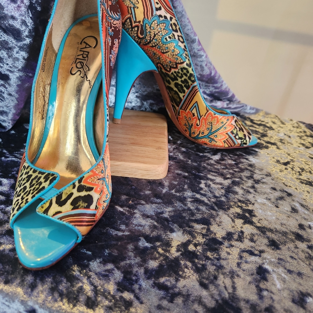 Carlos by Carlos Santana Multicolor Peep-Toe Heels - Picture 2 of 7
